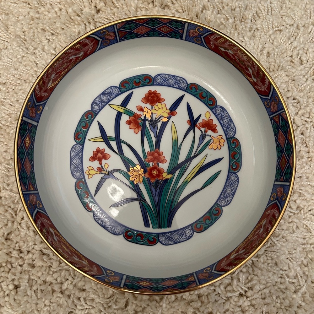 Japanese IMARI BOWL/DISH Handcraft/Paint Gold Gild Embellishments/glaze/